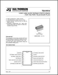 TEA1014 datasheet: Video and audio signals switchings for the peri-television plug TEA1014