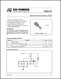 TDA1151 datasheet: Motor speed regulator TDA1151