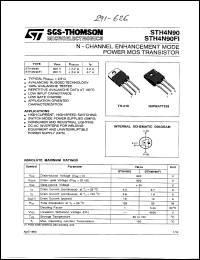 STH4N90 datasheet: Power dissipation 125 W Transistor polarity N Channel Current Id cont. 4.2 A Current Idm pulse 16 A Pitch lead 5.45 mm Voltage Vds max 900 V Resistance Rds on 3.2 R Temperature current 25 ?C STH4N90