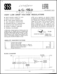 L4705CV datasheet: Voltage output 5 V Current output max. 500 mA L4705CV