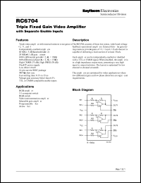 RC6704M datasheet: Triple Fixed Gain Video Amp with Enable Amplifiers number of 3 RC6704M