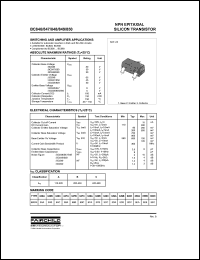 BC848A datasheet: hfe min 110 NF max. 10 dB Transistor polarity NPN Current Ic continuous max 100 mA Voltage Vceo 30 V Current Ic (hfe) 2 mA Power Ptot 350 mW BC848A