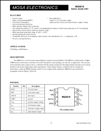 MS6610BS datasheet: Stereo Audio DAC for VCD player, DVD player applications MS6610BS