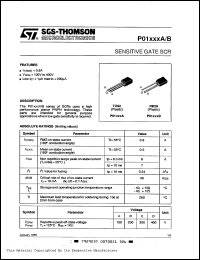 P0102BA datasheet: Sensitive gate SCR, 200V P0102BA