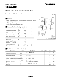 2SC5407 datasheet: NPN transistor for horizontal deflection output 2SC5407