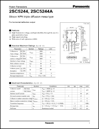 2SC5244A datasheet: NPN transistors, for horizontal deflection output 2SC5244A