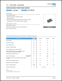 1N4148W datasheet: Surface mount switching diode. Peak reverse voltage 100V. Maximum average forward current at Ta = 25degC.150mA 1N4148W