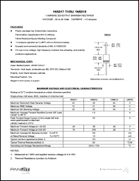 1N5818 datasheet: 1 Ampere schottky barrier rectifier. Maximum recurrent peak reverse voltage 30V. Maximum average forward rectified current 1.0A 1N5818