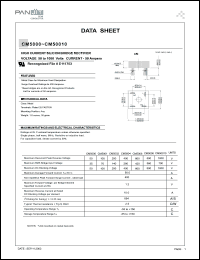 CM5000 datasheet: High current silicon bridge rectifier. Max recurrent peak reverse voltage 50V. Max average forward current 50.0A CM5000