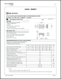 DI104 datasheet: Glass passivated single-phase bridge rectifier. Max recurrent peak reverse voltage 400V. Max average forward current (Ta=40degC) 1.0A. DI104