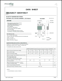 SB25100CT datasheet: Schottky barrier rectifier. Max recurrent peak reverse voltage 100 V. Max average forward rectified current at Tc = 90degC  25 A. SB25100CT