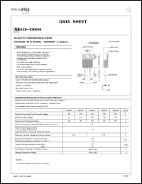 SB620 datasheet: Schottky barrier rectifier. Max recurrent peak reverse voltage 20 V. Max average forward rectified current at Ta = 75degC  6 A. SB620