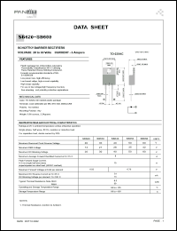 SB660 datasheet: Schottky barrier rectifier. Max recurrent peak reverse voltage 60 V. Max average forward rectified current at Ta = 75degC  6 A. SB660