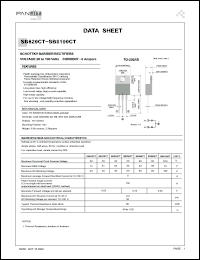 SB820CT datasheet: Schottky barrier rectifier. Max recurrent peak reverse voltage 20 V. Max average forward rectified current at Tc = 100degC  8 A. SB820CT