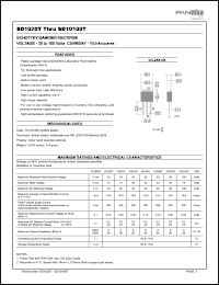 SD1040T datasheet: Schottky barrier rectifier. Max recurrent peak reverse voltage 40 V. Max average forward rectified current at Tc = 75degC  10.0 A. SD1040T