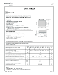 SK53 datasheet: Surfase mount schottky barrier rectifier. Max recurrent peak reverse voltage 30 V. Max average forward rectified current 5.0 A. SK53