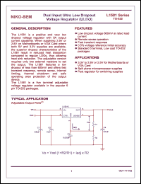 L1581D-3.3 datasheet: Dual input ultra low dropout voltage regulator (ULDO), 3.3V L1581D-3.3