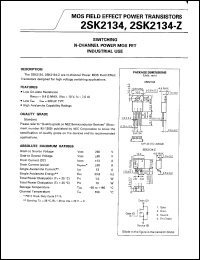 2SK2134 datasheet: N-channel power MOS FET for high voltage switching applications 2SK2134