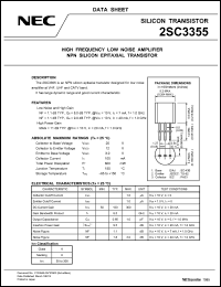 2SC3355 datasheet: NPN transistor for low noise amplifier at VHF, UHF and CATV band. 2SC3355