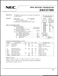 2SC2785 datasheet: NPN transistor is designed for use in driver stage of AF amplifier and speed switching 2SC2785