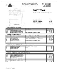 GMD72040 datasheet: 400 A  standard recovery diode module GMD72040