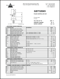 GST32005 datasheet: 1600 V  phase controlled SCR GST32005