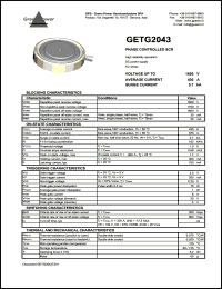 GETG2043 datasheet: 1600 V  phase controlled SCR GETG2043
