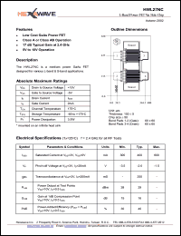 HWL27NC datasheet: 3.5 W L-band power FET via hole chip HWL27NC