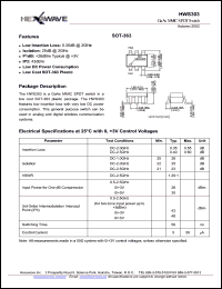 HWS303 datasheet: GaAs MMIC SPDT switch HWS303