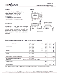 HWS332 datasheet: GaAs MMIC SPDT terminated switch HWS332