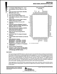 MSP430P337IPJM datasheet:  16-BIT RISC-LIKE ULTRA-LOW-POWER MICROCONTROLLER W/6 US WAKEUP, WATCHDOG TIMER MSP430P337IPJM