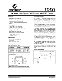 TC429MJA datasheet: 6A single high-speed, CMOS power MOSFET TC429MJA