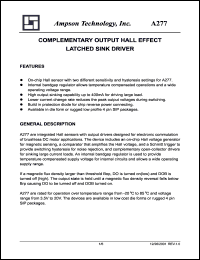 A277 datasheet: Complementary output hall effect latched sink driver A277