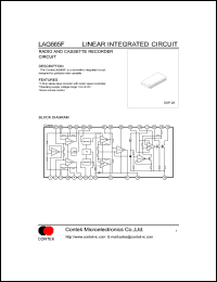 LAG665F datasheet: Radio and cassette recorder circuit. Operating voltage Vop = 2V to 5V. Supply voltage Vcc: -0.3V to +7.5V. Supply current Icc: 18mA(typ), 25mA(max). LAG665F