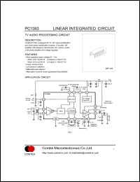 PC1353 datasheet: TV audio processing circuit. Operating supply voltage 9V-18V. PC1353