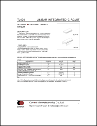 TL494 datasheet: Voltage mode PWM control circuit. TL494