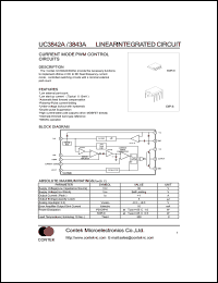 UC3842A datasheet: Current mode PWM control circuit. UC3842A