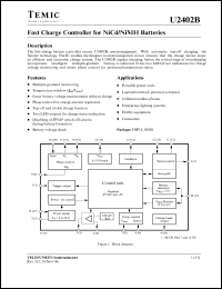 U2402B datasheet: Fast charge controller for NiCd/NiMH batteries U2402B