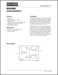 RC4200AN datasheet: Analog multiplier for low distortion audio modulation circuits, voltage-controlled active filters and precision oscillators applications RC4200AN