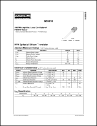 SS9018 datasheet: NPN transistor for AM/FM amplifier, local oscillator of FM/VHF tuner SS9018