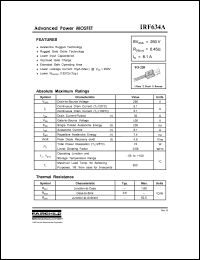 IRF634A datasheet: Power MOSFET, 250V, 8.1A, Rds(on)=0.45 Ohm IRF634A