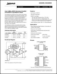 CA3240AE1 datasheet: Dual, 4.5MHz, BiMOS operational amplifier with MOSFET input/bipolar output CA3240AE1