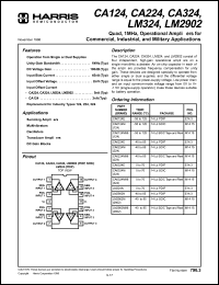 CA0124M96 datasheet: Quad, 1MHz, operational amplifiers, tape and reel CA0124M96