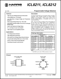 ICL8212CBA datasheet: Programmable voltage detectors for low voltage sensor/indicator, etc. high output current capability ICL8212CBA