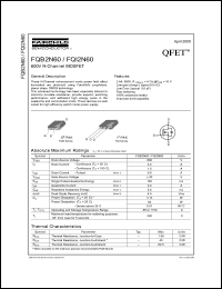 FQI2N60 datasheet: 600V N-Channel MOSFET, 2.4A FQI2N60