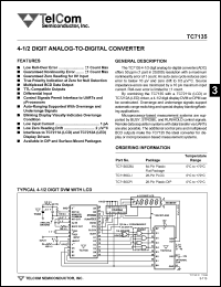 TC7135CBU datasheet: 4-1/2 digit analog-to-digital converter. TC7135CBU
