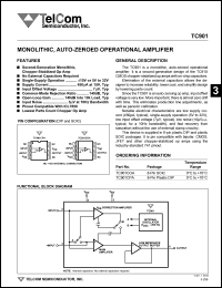 TC901CPA datasheet: Monolithic, auto-zeroed operational amplifier. TC901CPA