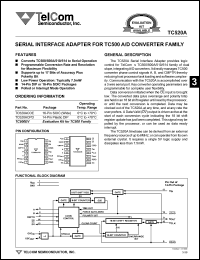 TC520ACPD datasheet: Serial interface adapter for TC500 A/D converter family. TC520ACPD