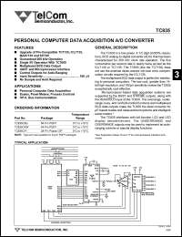 TC835CPI datasheet: Personal computer data acquisition A/D converter. TC835CPI