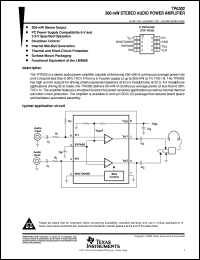 TPA302DR datasheet:  0.3-W STEREO AUDIO POWER AMPLIFIER TPA302DR